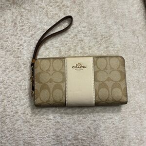 Coach Beige and Ivory Wristlet